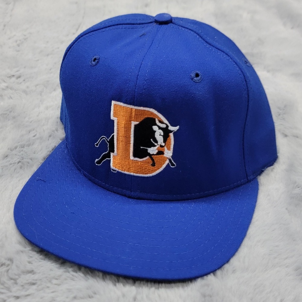 Vintage Durham Bulls Hat Cap Snap Back Mens OSFM Blue Wool MiLB Baseball New Era
